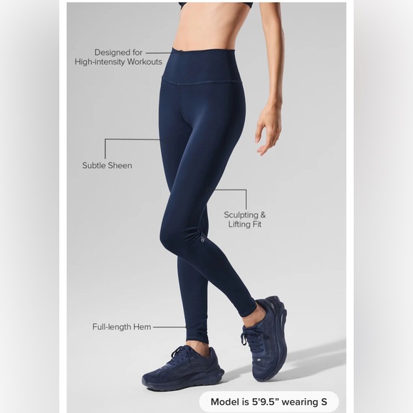 Alo Yoga High-Waist Airlift Legging in Navy | Size M NWT Sculpting Shine Finish - Picture 6 of 6